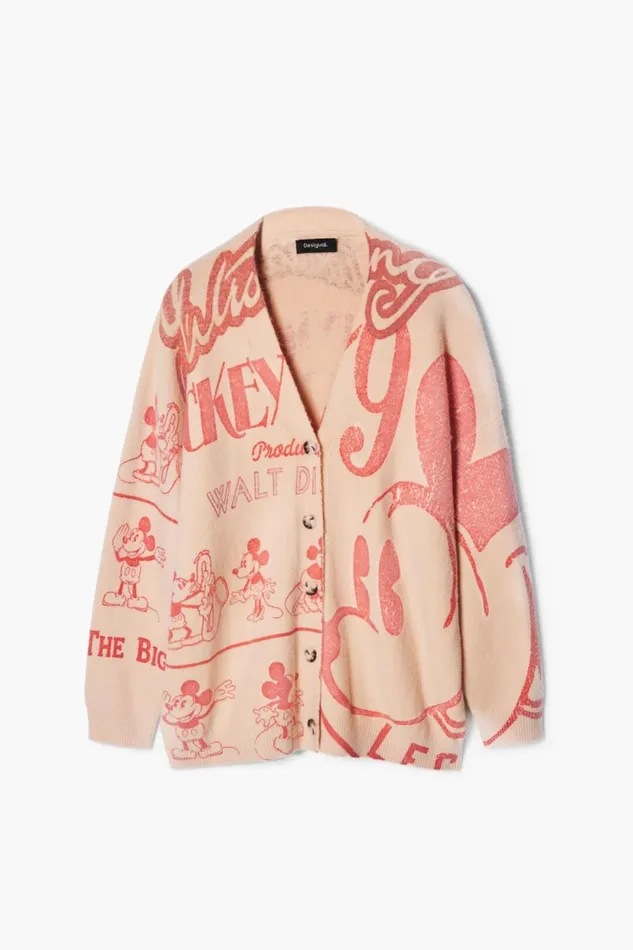 Sweaters Women Desigual Mickey Cardigan Red