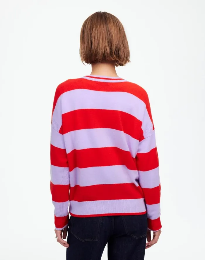 Sweaters Women Madewell Cashmere Relaxed Crewneck Sweater Hthr Cherry Stripe
