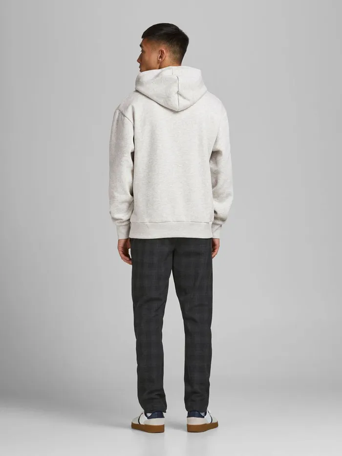 Sweatshirts JACK and JONES Mens BADGE HOODIE Grey White Melange Cheap On Sale