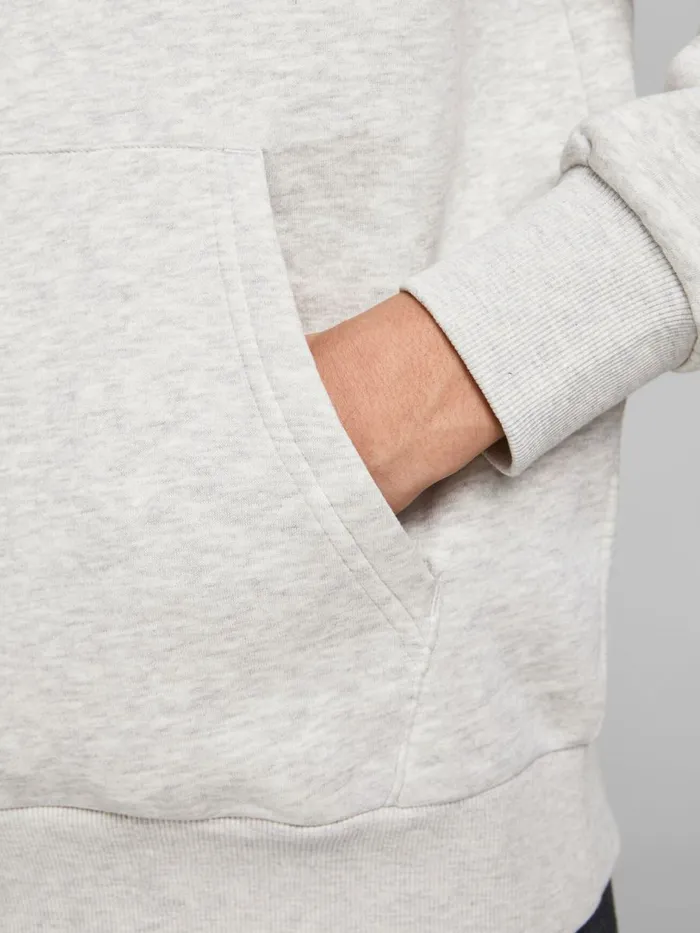 Sweatshirts JACK and JONES Mens BADGE HOODIE Grey White Melange Cheap On Sale