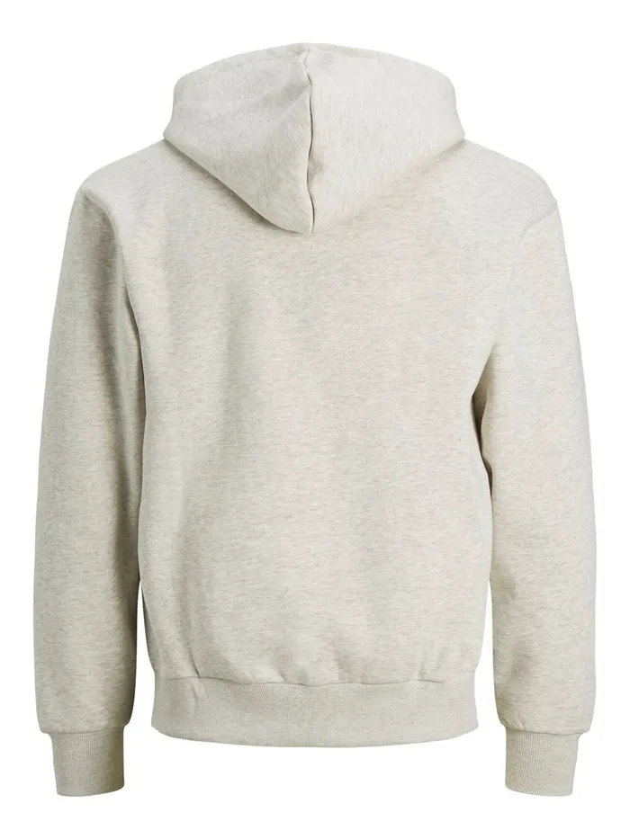 Sweatshirts JACK and JONES Mens BADGE HOODIE Grey White Melange Cheap On Sale