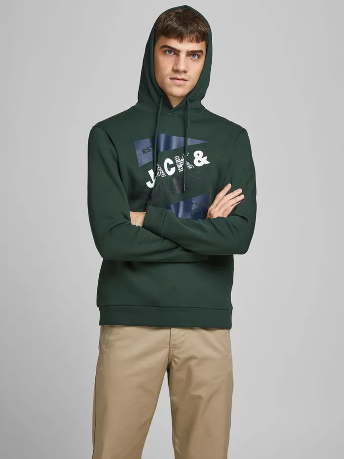 Sweatshirts JACK and JONES Mens BRUSHED LOOPBACK HOODIE Green Darkest Spruce Near Me Sweatshirts JACK and JONES Mens BRUSHED LOOPBACK HOODIE Green Darkest Spruce Near Me