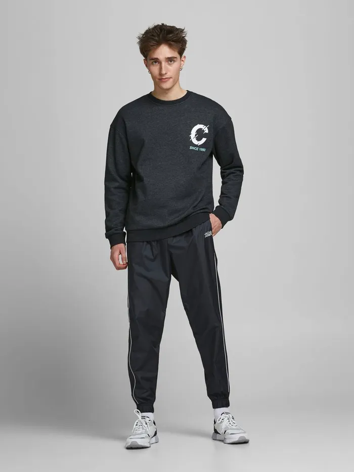 Sweatshirts JACK and JONES Mens CREW NECK SWEATSHIRT Black Black Gift Ideas