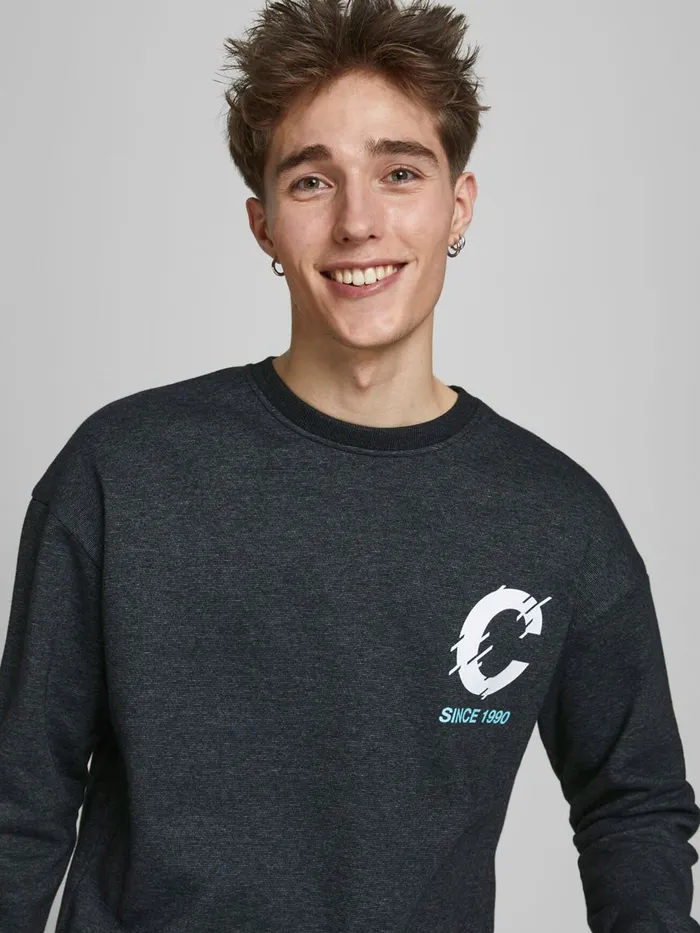 Sweatshirts JACK and JONES Mens CREW NECK SWEATSHIRT Black Black Gift Ideas
