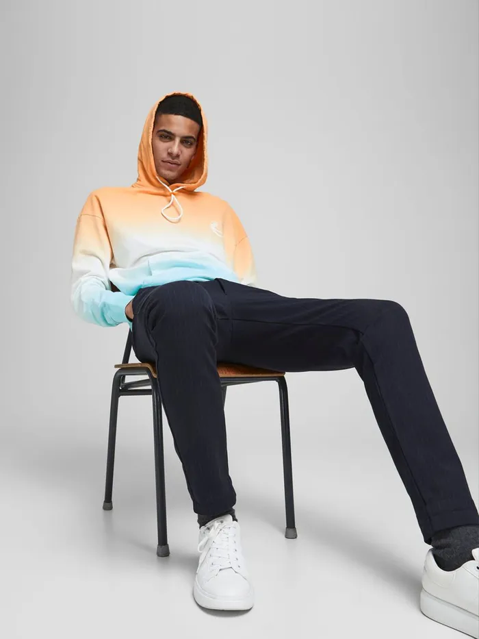 Sweatshirts JACK and JONES Mens DIP DYE KANGAROO POCKET HOODIE Pastel Shell Coral Online