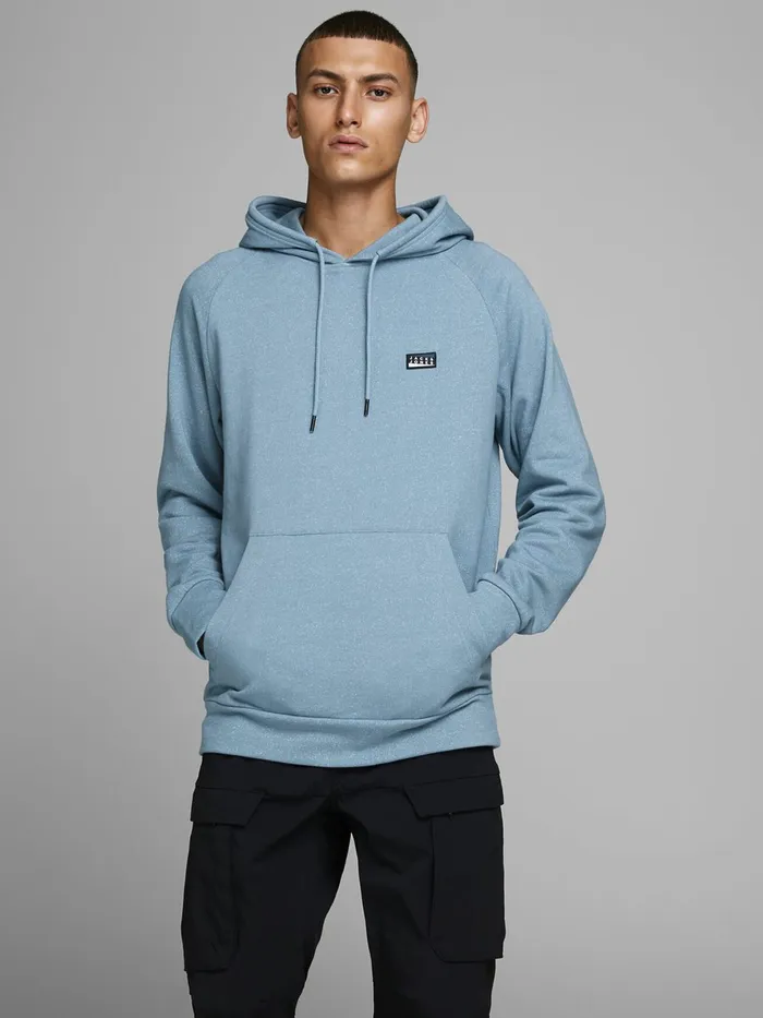 Sweatshirts JACK and JONES Mens FLEECE HOODIE Blue Faded Denim Gift for Friend