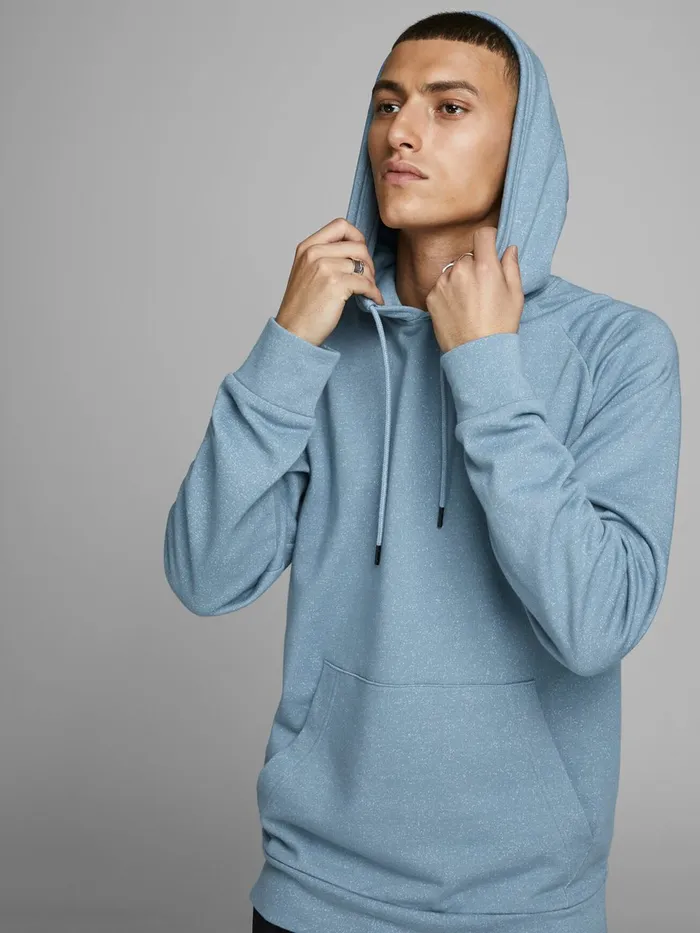 Sweatshirts JACK and JONES Mens FLEECE HOODIE Blue Faded Denim Gift for Friend