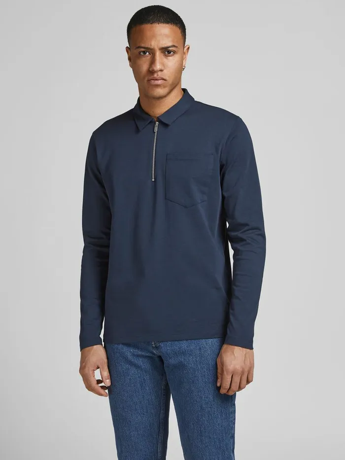 Sweatshirts JACK and JONES Mens HALF ZIP SWEAT POLO SHIRT Blue New Navy Gift Ideas Sweatshirts JACK and JONES Mens HALF ZIP SWEAT POLO SHIRT Blue New Navy Gift Ideas