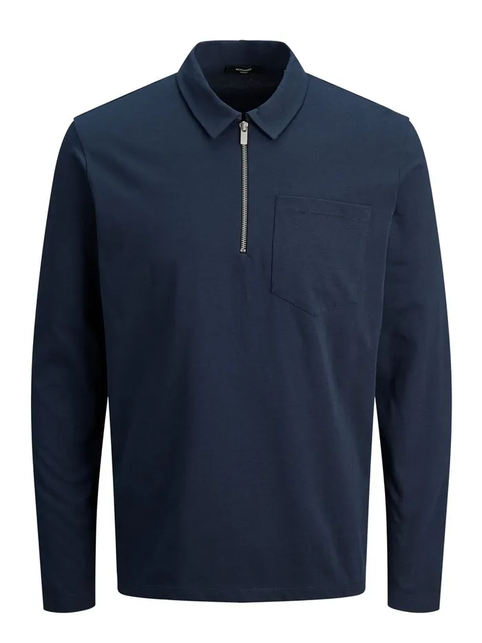 Sweatshirts JACK and JONES Mens HALF ZIP SWEAT POLO SHIRT Blue New Navy Gift Ideas