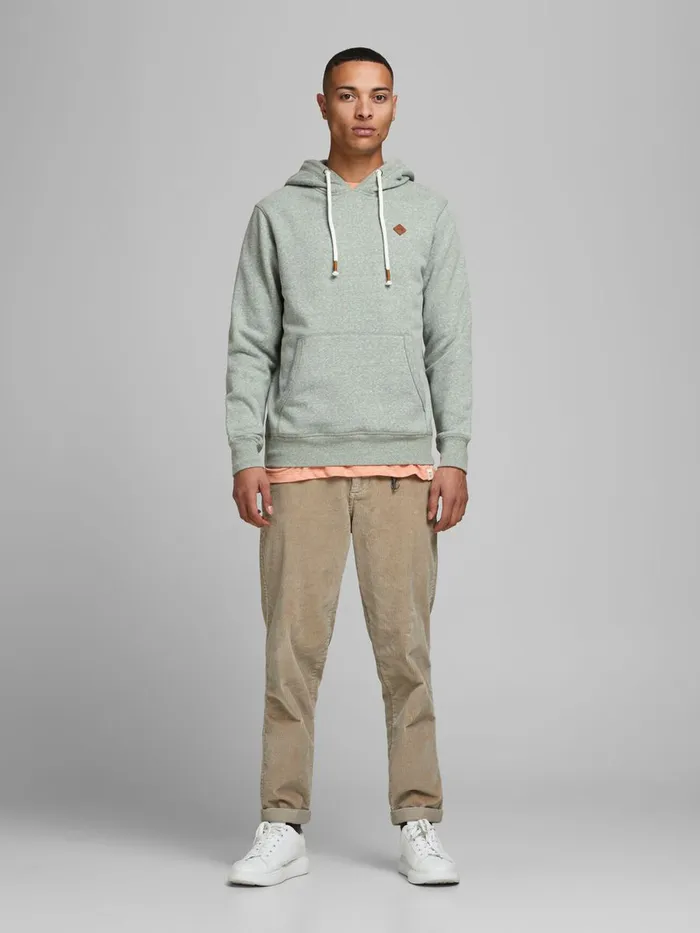 Sweatshirts JACK and JONES Mens KANGAROO POCKET HOODIE Green Sea Spray Near Me