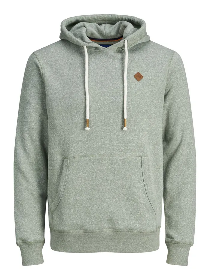 Sweatshirts JACK and JONES Mens KANGAROO POCKET HOODIE Green Sea Spray Near Me
