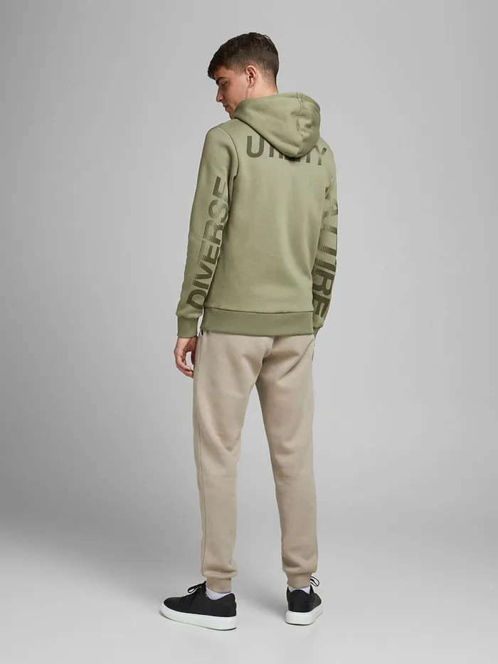 Sweatshirts JACK and JONES Mens LARGE LOGO PRINT HOODIE Green Deep Lichen Green Gift for Friend