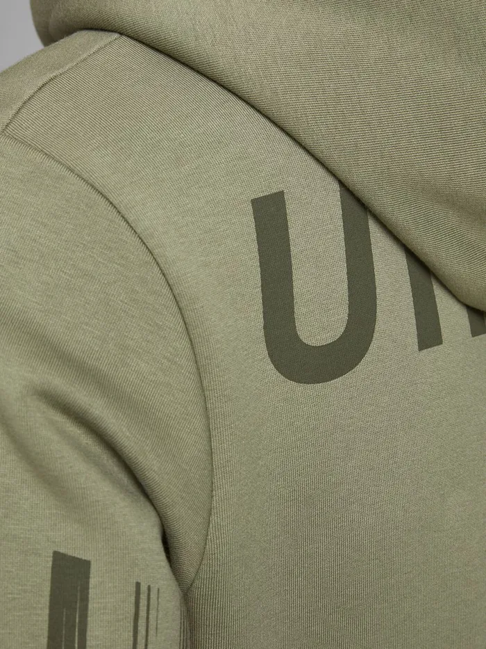 Sweatshirts JACK and JONES Mens LARGE LOGO PRINT HOODIE Green Deep Lichen Green Gift for Friend
