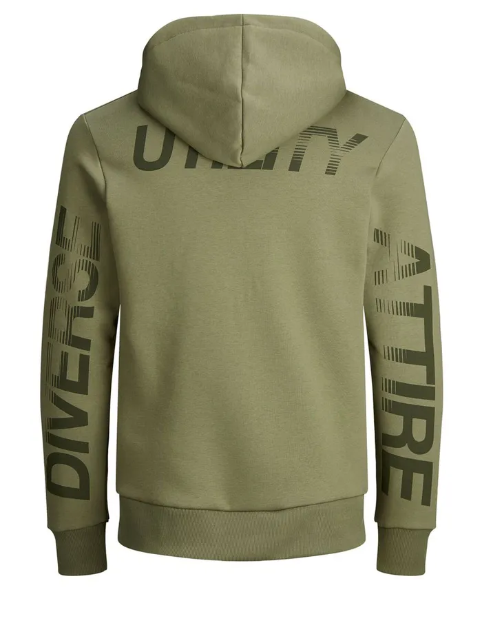 Sweatshirts JACK and JONES Mens LARGE LOGO PRINT HOODIE Green Deep Lichen Green Gift for Friend
