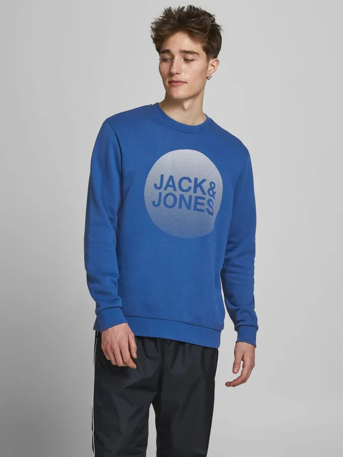 Sweatshirts JACK and JONES Mens LOGO CREW NECK SWEATSHIRT Blue Galaxy Blue For Sale Sweatshirts JACK and JONES Mens LOGO CREW NECK SWEATSHIRT Blue Galaxy Blue For Sale