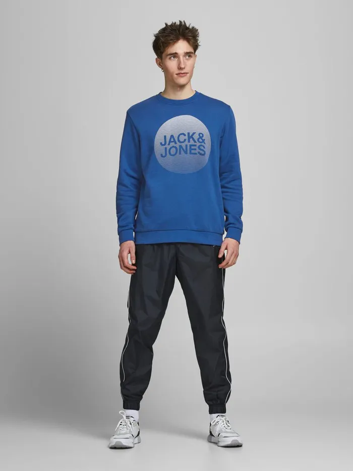 Sweatshirts JACK and JONES Mens LOGO CREW NECK SWEATSHIRT Blue Galaxy Blue For Sale