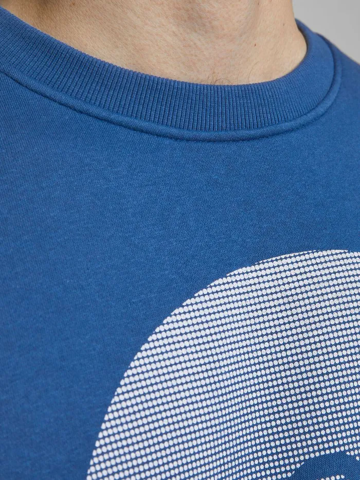 Sweatshirts JACK and JONES Mens LOGO CREW NECK SWEATSHIRT Blue Galaxy Blue For Sale
