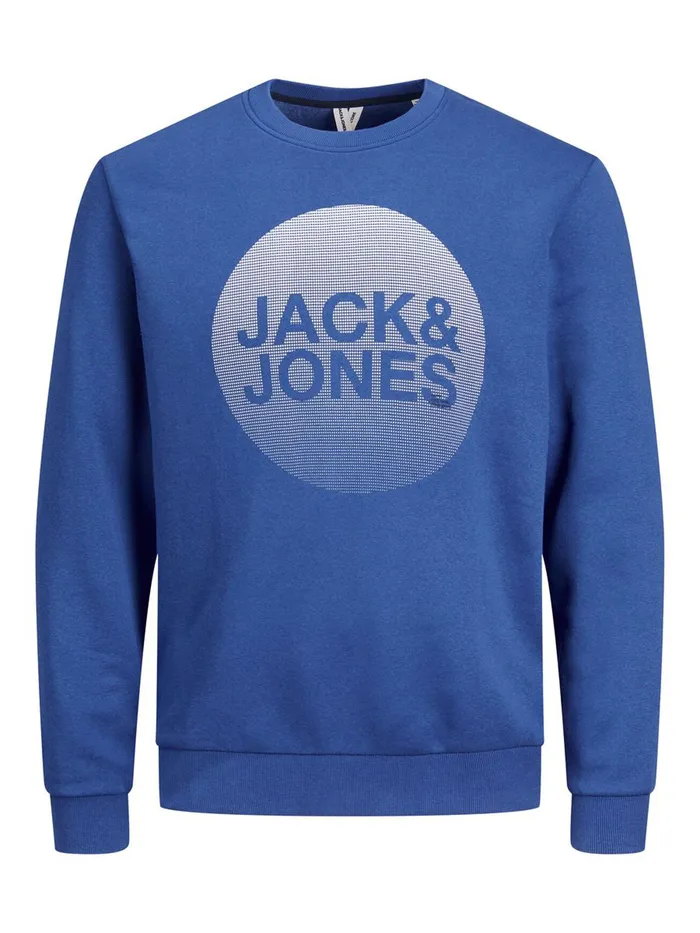 Sweatshirts JACK and JONES Mens LOGO CREW NECK SWEATSHIRT Blue Galaxy Blue For Sale