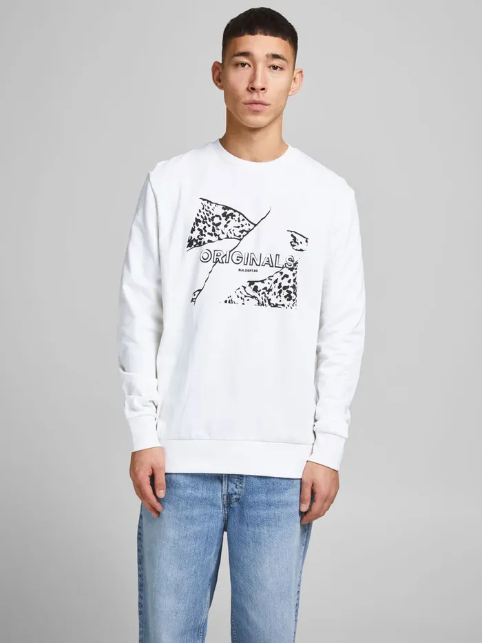Sweatshirts JACK and JONES Mens LOOPBACK PRINT HOODIE White Cloud Dancer Gift for Friend Sweatshirts JACK and JONES Mens LOOPBACK PRINT HOODIE White Cloud Dancer Gift for Friend