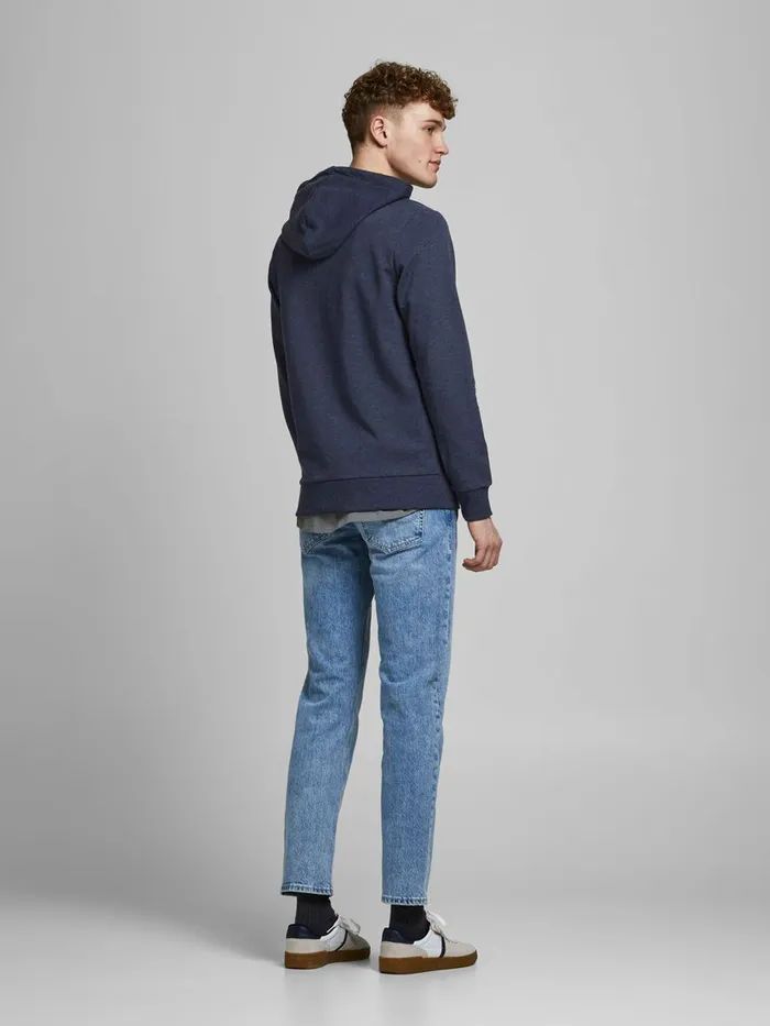 Sweatshirts JACK and JONES Mens LOOPBACK ZIP HOODIE Blue Navy Blazer Online
