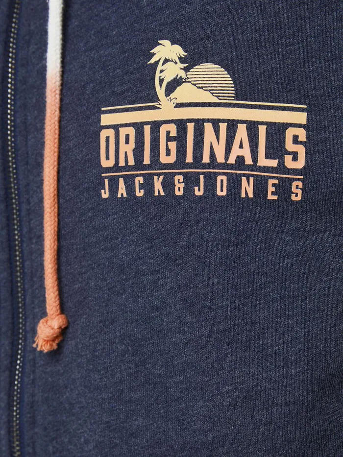 Sweatshirts JACK and JONES Mens LOOPBACK ZIP HOODIE Blue Navy Blazer Online