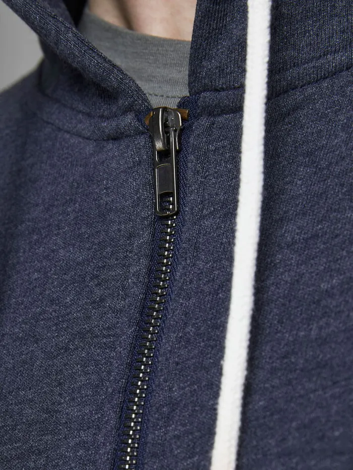 Sweatshirts JACK and JONES Mens LOOPBACK ZIP HOODIE Blue Navy Blazer Online