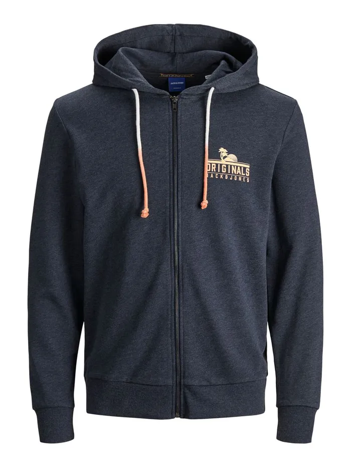 Sweatshirts JACK and JONES Mens LOOPBACK ZIP HOODIE Blue Navy Blazer Online