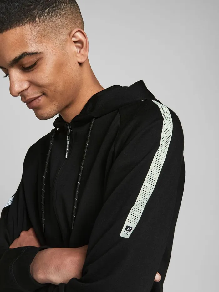 Sweatshirts JACK and JONES Mens PERFORMANCE HOODIE Black Black Near Me