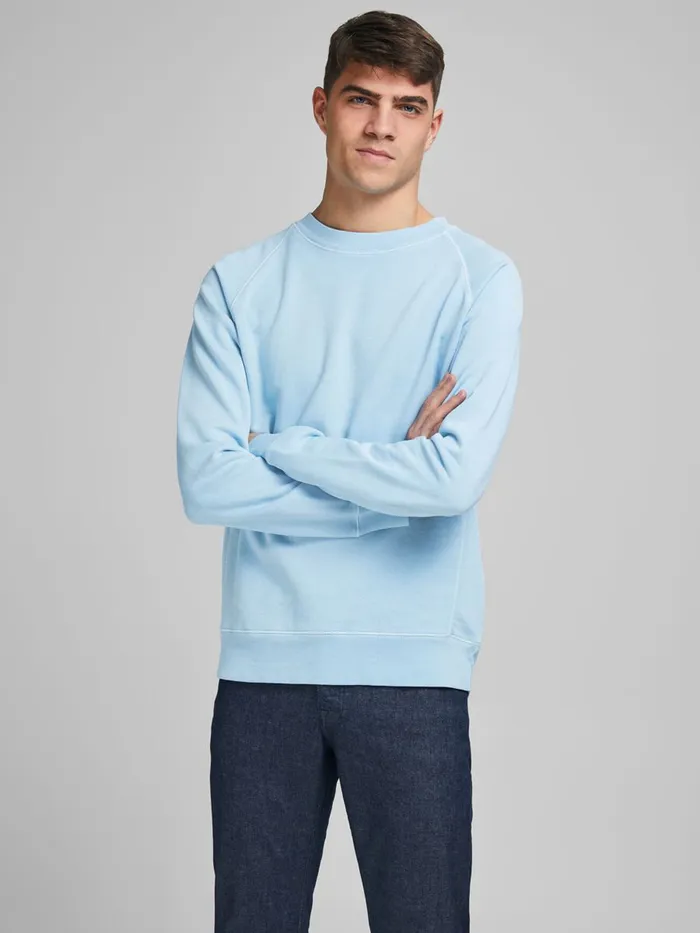 Sweatshirts JACK and JONES Mens REGULAR FIT LOOPBACK SWEATSHIRT Blue Dream Blue Cheap On Sale
