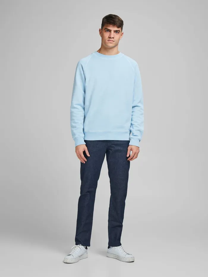 Sweatshirts JACK and JONES Mens REGULAR FIT LOOPBACK SWEATSHIRT Blue Dream Blue Cheap On Sale