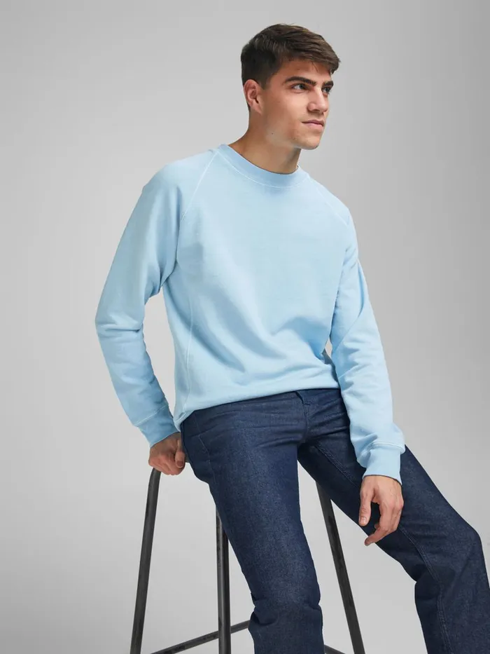 Sweatshirts JACK and JONES Mens REGULAR FIT LOOPBACK SWEATSHIRT Blue Dream Blue Cheap On Sale