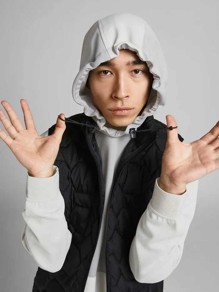 Sweatshirts JACK and JONES Mens SPORTS INSPIRED HOODIE Grey Alloy Popular