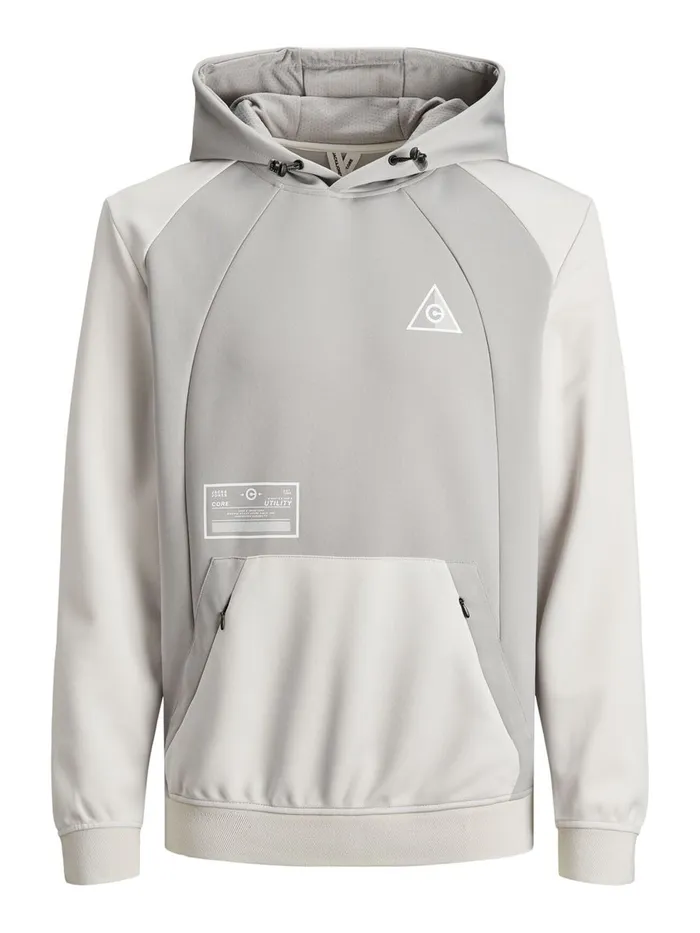 Sweatshirts JACK and JONES Mens SPORTS INSPIRED HOODIE Grey Alloy Popular