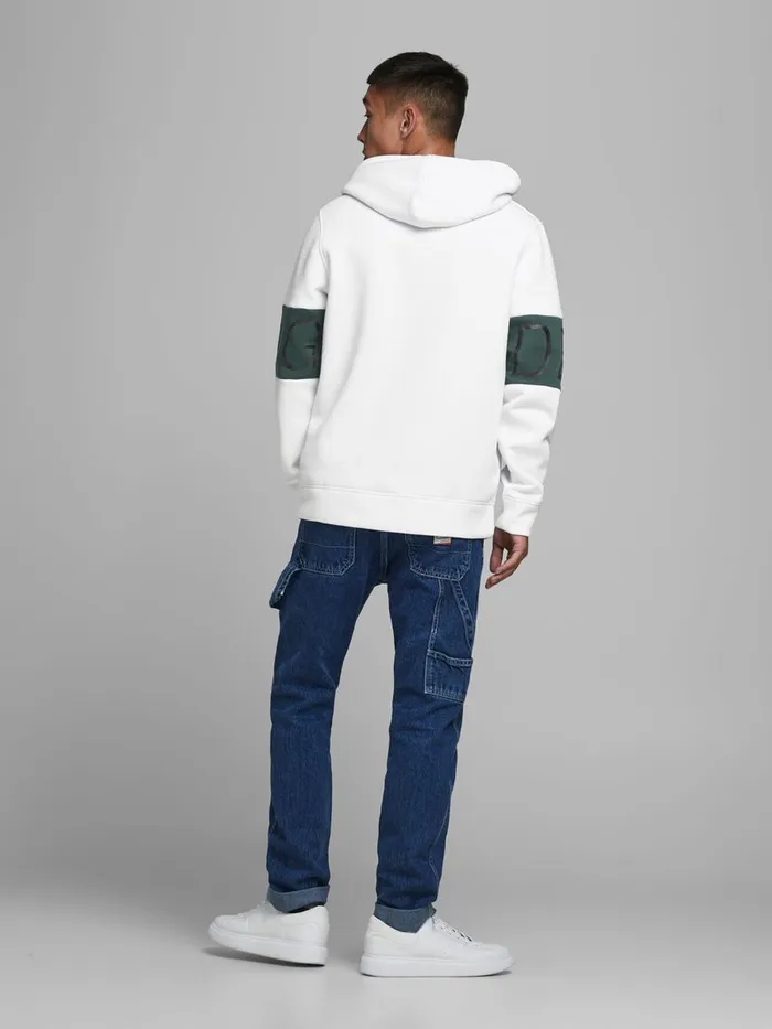 Sweatshirts JACK and JONES Mens STATEMENT HOODIE White White Cheap On Sale