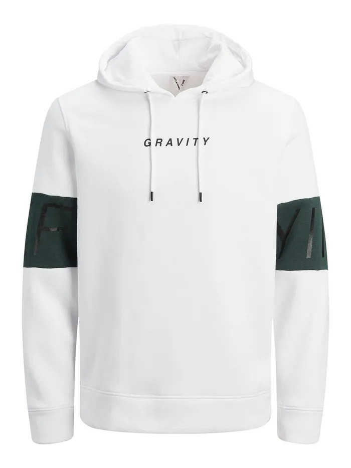 Sweatshirts JACK and JONES Mens STATEMENT HOODIE White White Cheap On Sale