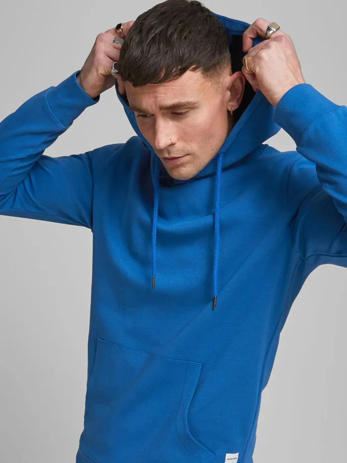 Sweatshirts JACK and JONES Mens SWEAT HOODIE Blue Classic Blue Popular