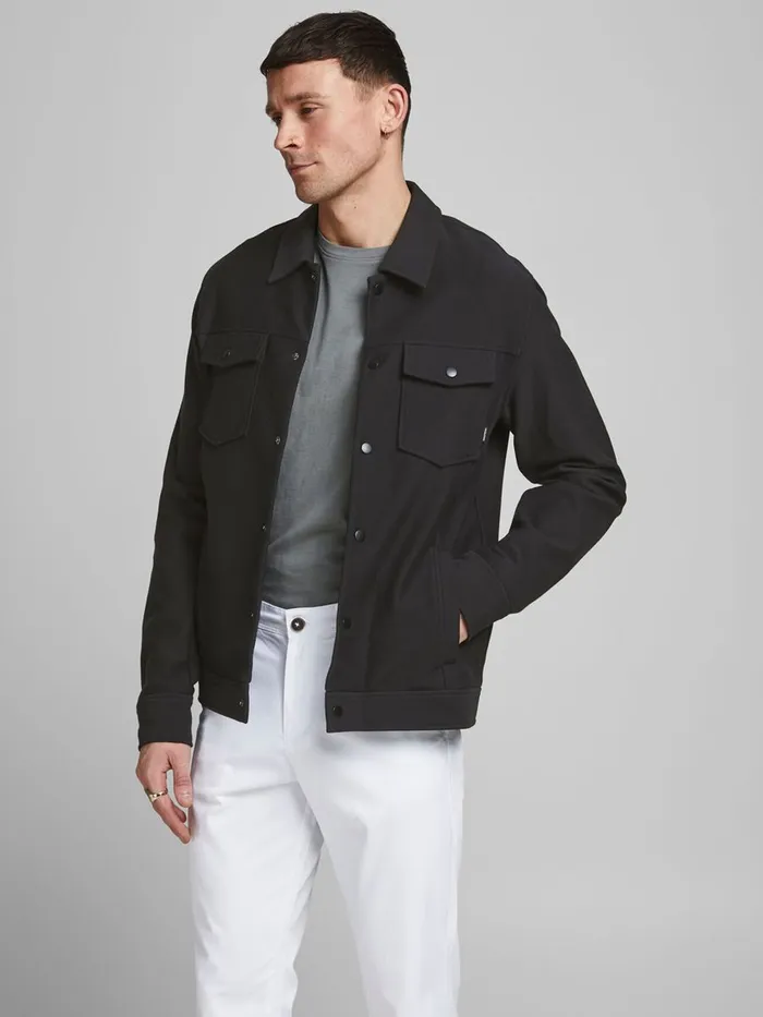 Sweatshirts JACK and JONES Mens SWEAT TRUCKER JACKET Black Black On Sale