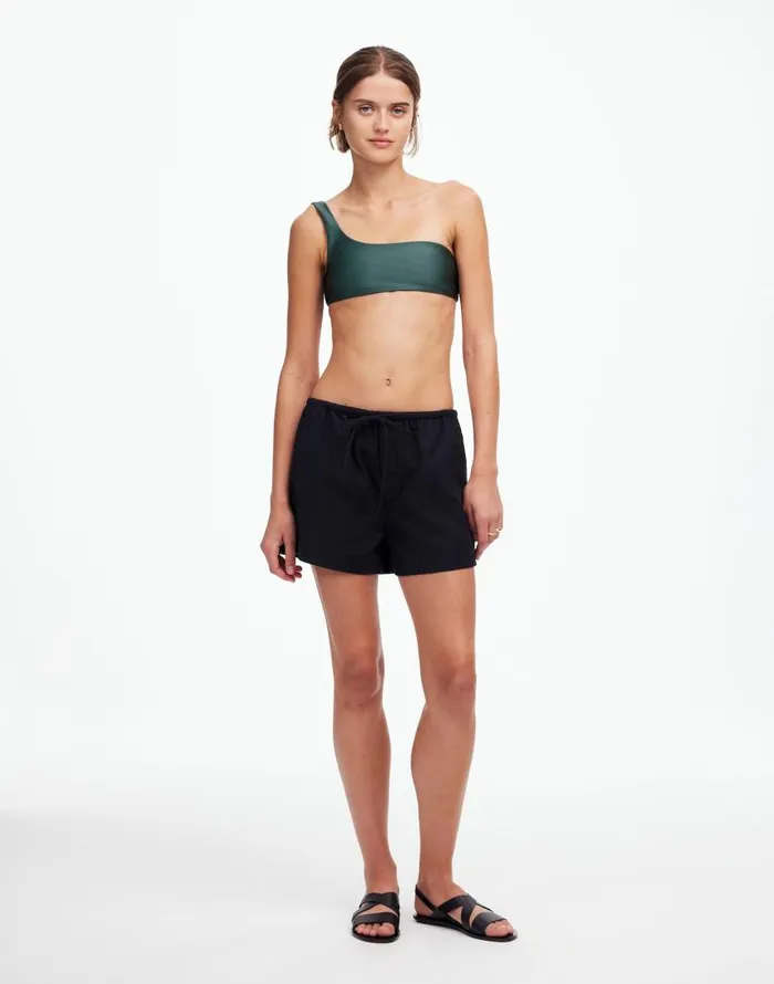 Swim Women Madewell Jade Swim Eliza OneShoulder Bikini Top Hunter Sheen