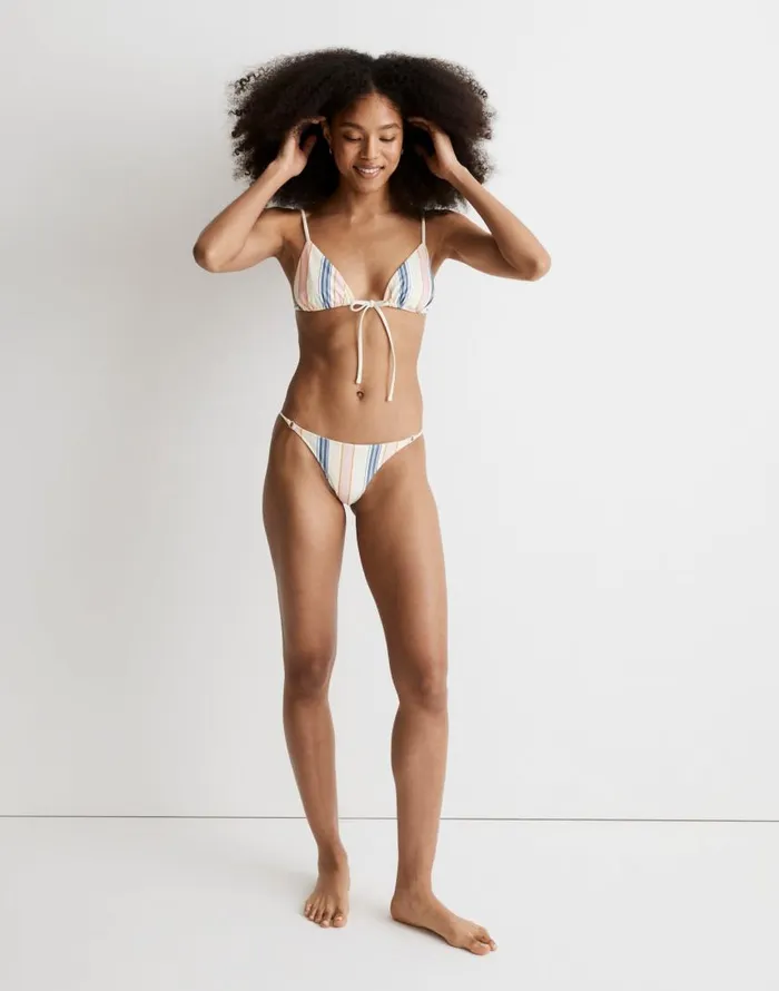 Swim Women Madewell Madewell X OOKIOH Goa Bikini Bottom In Cabana Stripe Cabana Stripe