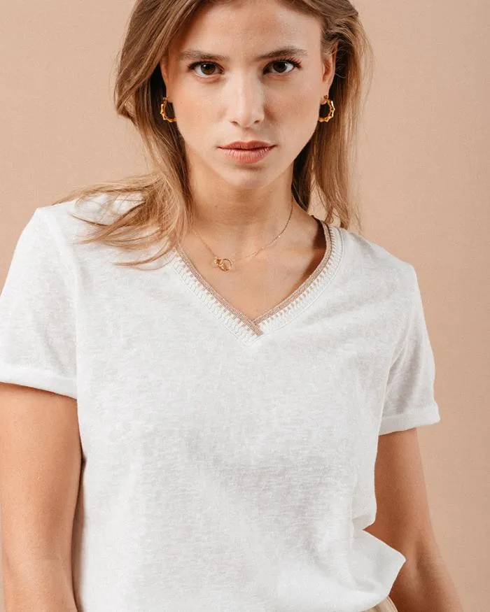 TSHIRT ECRU MANUEL Shop Grace and Mila ShortSleeves Tshirts