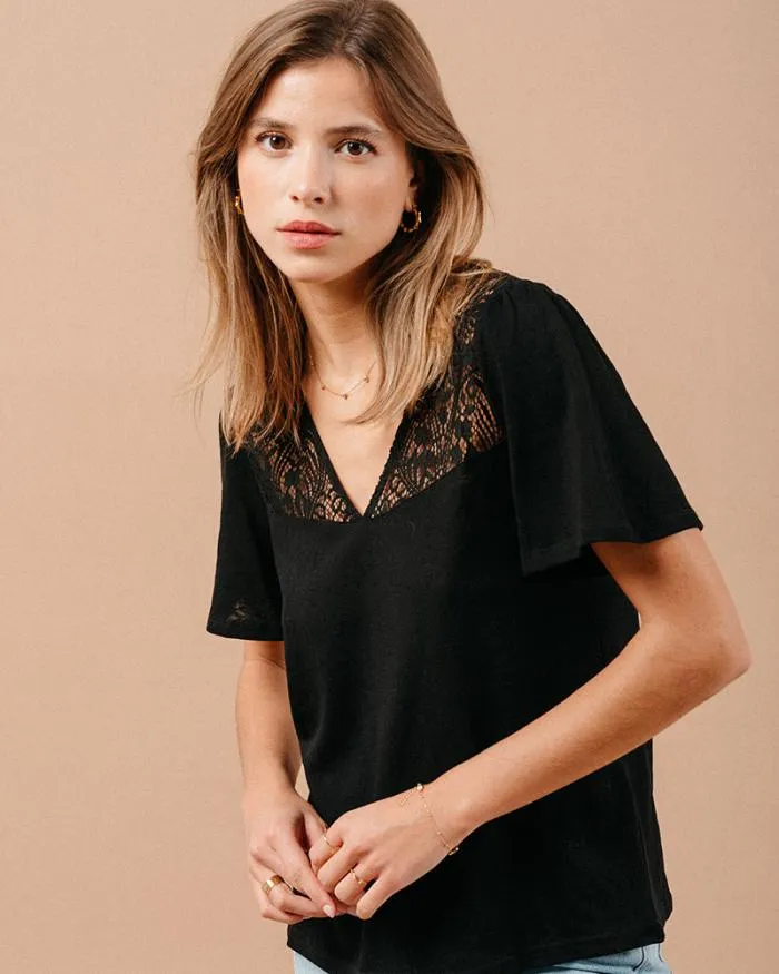 TSHIRT NOIR MANOIR Shop Grace and Mila Lace Tops