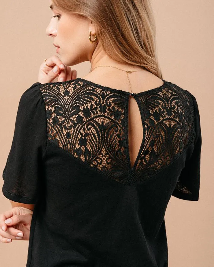 TSHIRT NOIR MANOIR Shop Grace and Mila Lace Tops