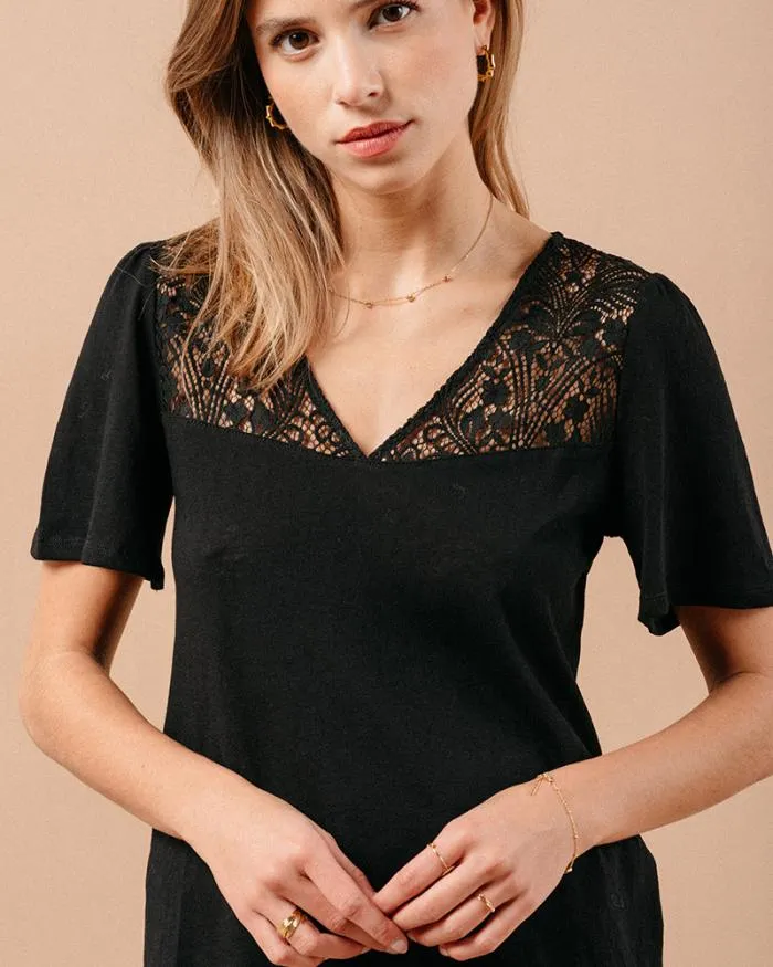 TSHIRT NOIR MANOIR Shop Grace and Mila Lace Tops