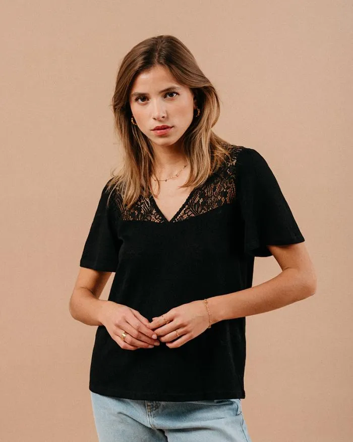TSHIRT NOIR MANOIR Shop Grace and Mila Lace Tops