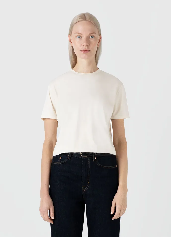 Tshirts and Tops Boy Fit Tshirt Undyed ussunspel Women