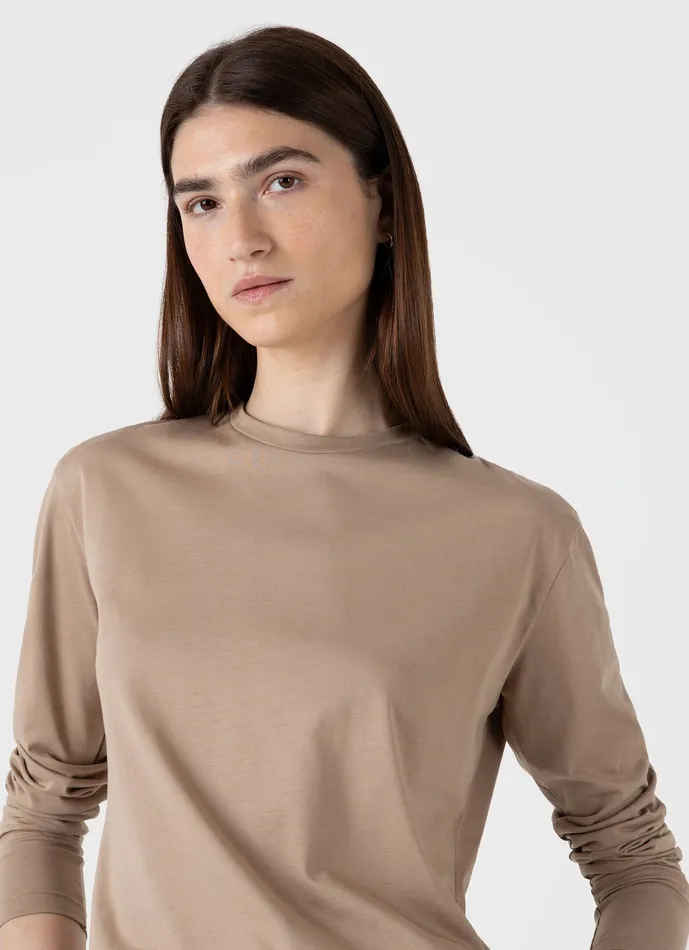 Tshirts and Tops Women ussunspel Long Sleeve Boy Fit Tshirt Sandstone Tshirts and Tops Women ussunspel Long Sleeve Boy Fit Tshirt Sandstone