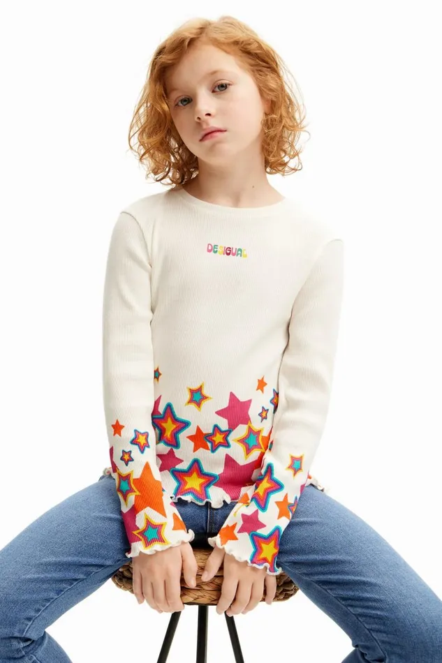 Tshirts And Shirts Kids Desigual Colorful Star Tshirt White