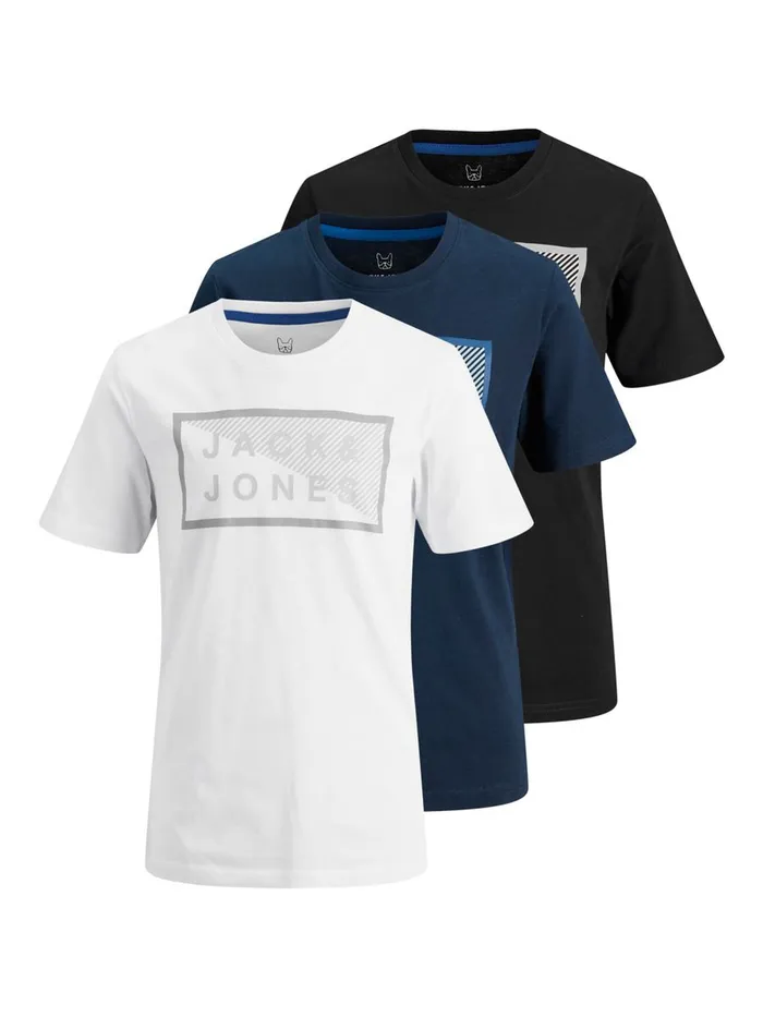 Tshirts JACK and JONES Junior BOYS 3PACK ORGANIC COTTON TSHIRT Blue Navy Blazer Gift 4 You