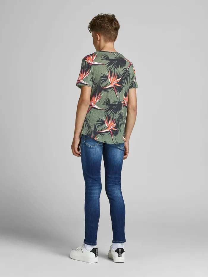 Tshirts JACK and JONES Junior BOYS FLORAL TSHIRT Green Sea Spray Gift 4 You