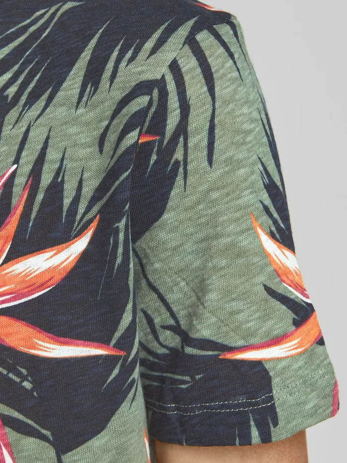 Tshirts JACK and JONES Junior BOYS FLORAL TSHIRT Green Sea Spray Gift 4 You